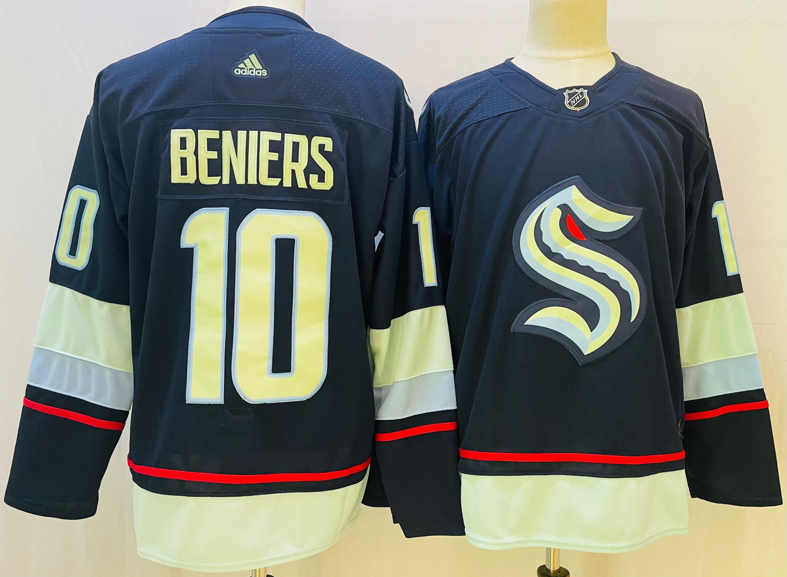 Men Seattle Kraken 10 Beniers Blue Throwback 2022 Adidas NHL Jersey